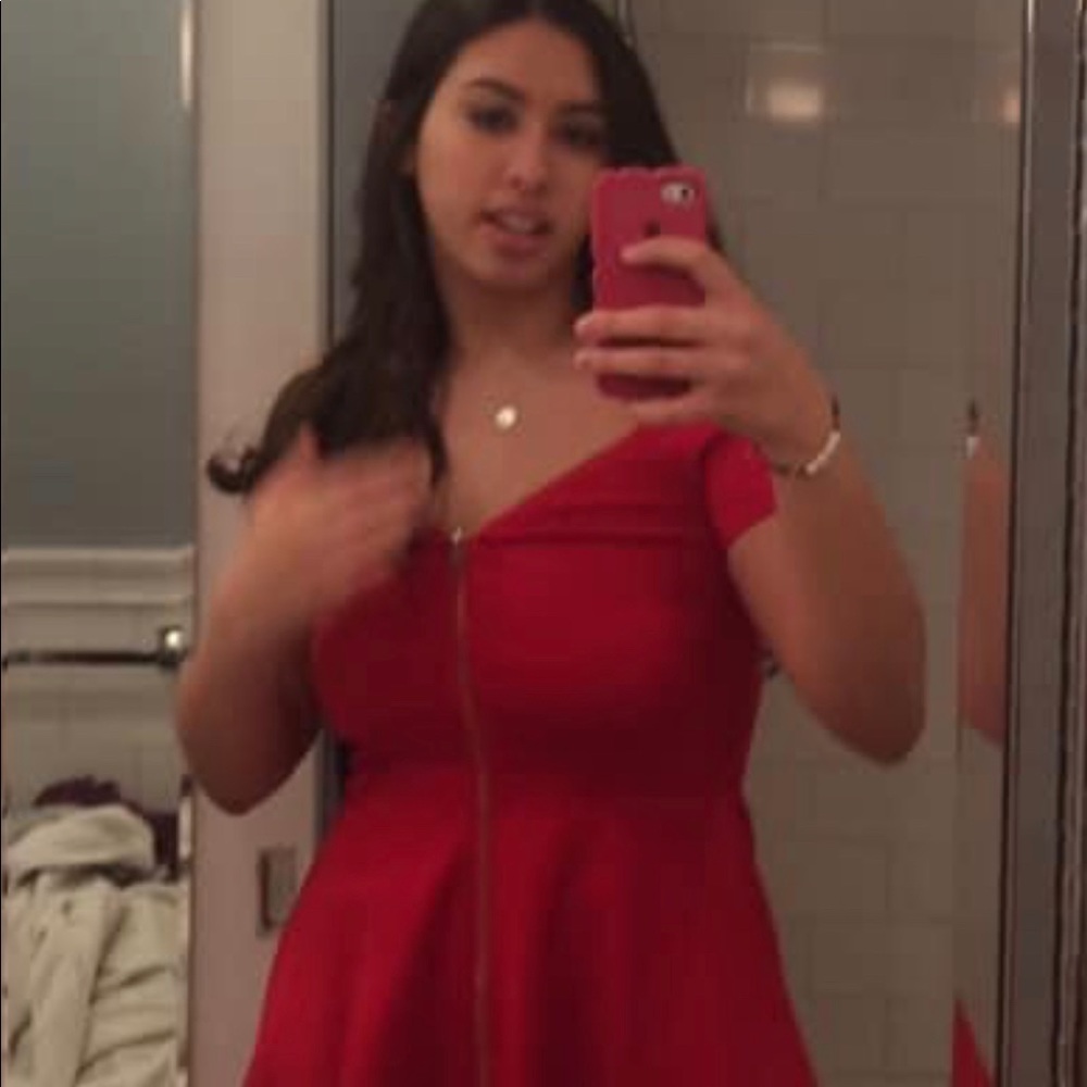 ShowStopping Red Zipper Up Dress from Alythea